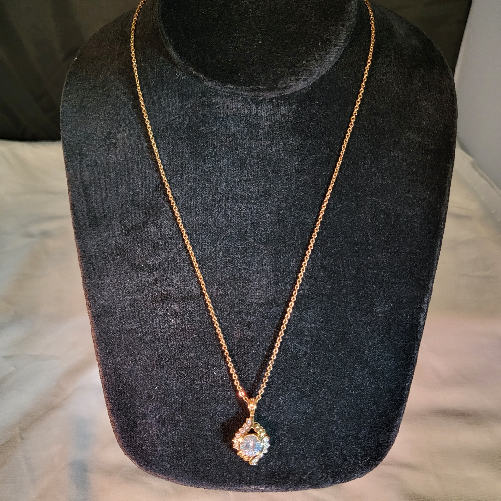 Lind 14k Gold Electroplate (Ge) Cz Pendant Necklace